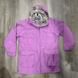 Vintage Lands End Blanket Lined Parka Squall Jacket Hooded 90s Men's Made USA